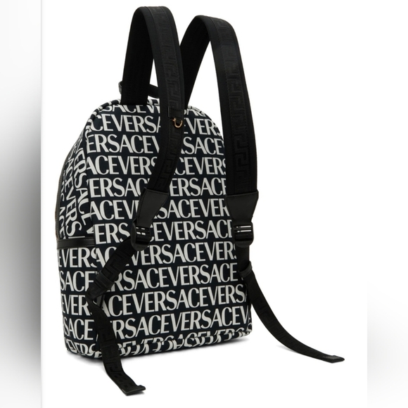 Versace Monogrammed Allover Backpack with Gold Hardware and Black Leather (NWT) - Picture 5 of 16